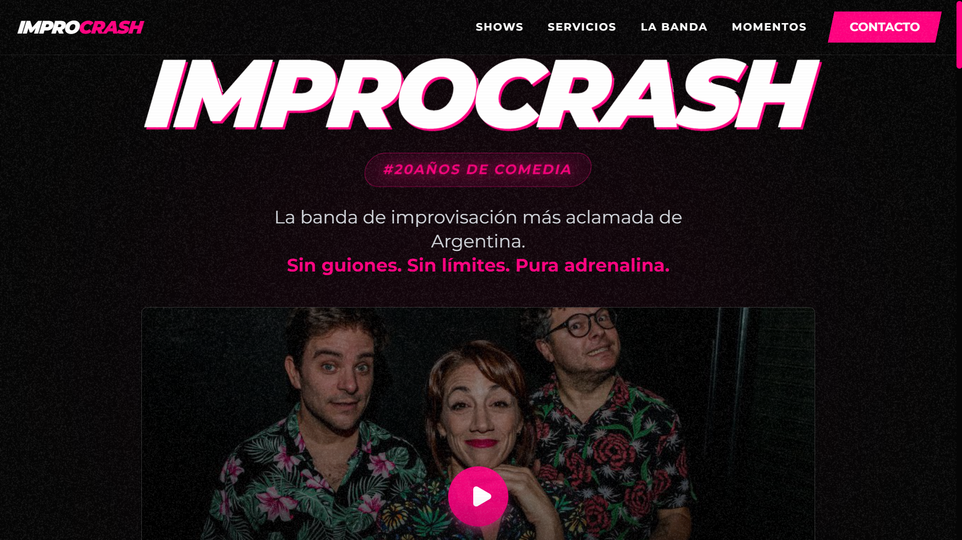 Landing Page de Teatro Improcrash